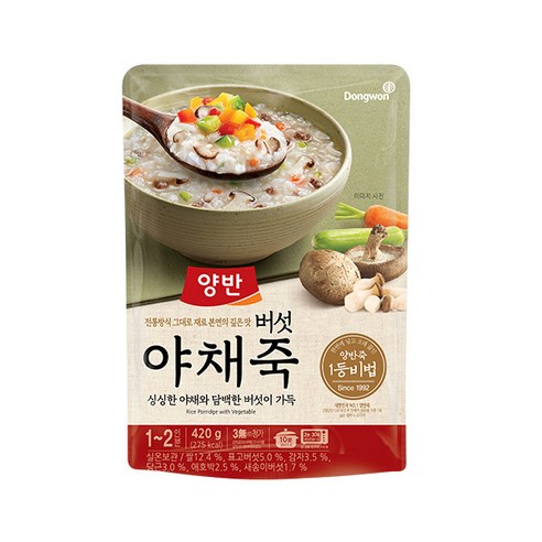 양반 버섯 야채죽, 420g, 1개
