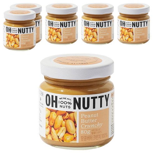 오넛티 땅콩버터 크런치 100%, 80g, 6개
