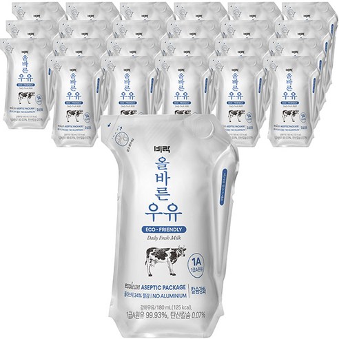 비락 올바른 멸균 우유, 180ml, 12개 유아용우유