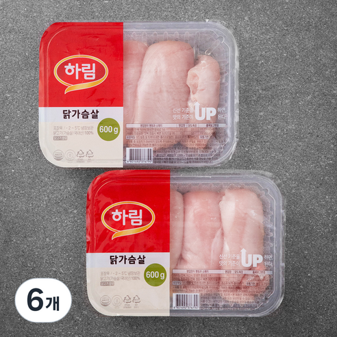 하림 닭가슴살 (냉장), 600g, 6개