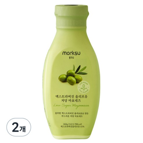 몽크슈 엑스트라버진 올리브유 저당 마요네즈, 260g, 2개
