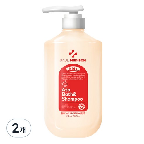 폴메디슨 키즈 아토 바스앤샴푸 베이비파우더향, 510ml, 2개