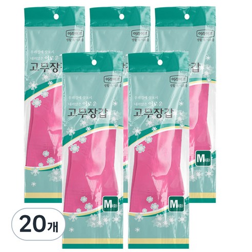 롯데 이라이프 고무장갑, 핑크, 중(M), 20개
