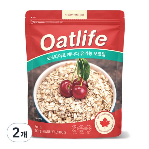 오트라이프 유기농 오트밀, 600g, 2개