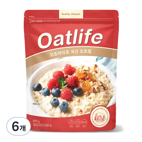 오트라이프 국산 오트밀, 600g, 6개