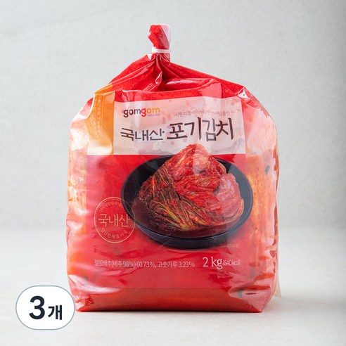 곰곰 국내산 포기 김치, 2kg, 3개