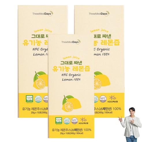트리밀데이즈 그대로 짜낸 유기농 레몬즙 15p, 300g, 3개