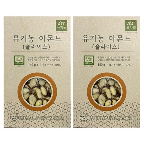 유가원 유기농 아몬드 슬라이스 토핑, 140g, 2개