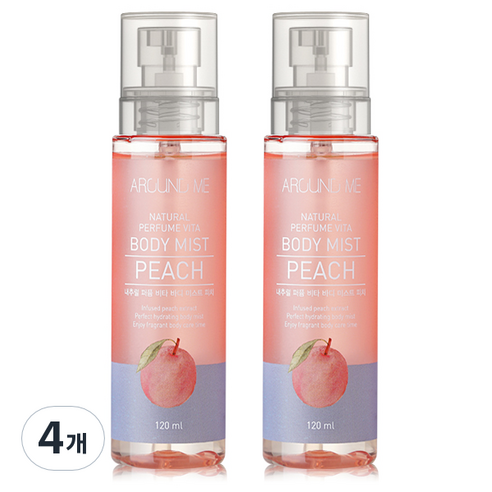 어라운드미 내추럴 비타 퍼퓸 바디미스트 피치, 120ml, 4개