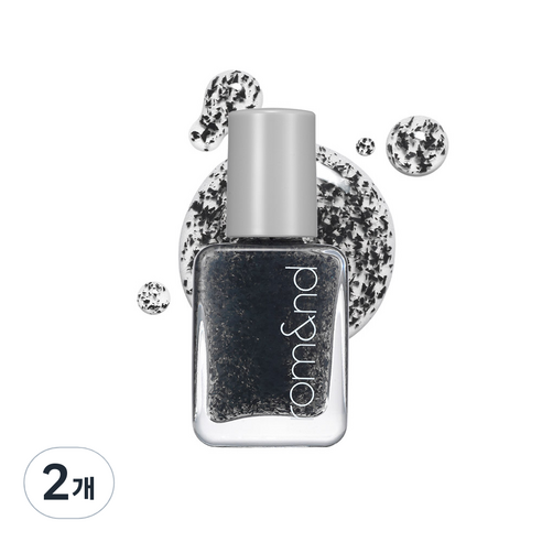 롬앤 무드 페블 네일 컬러 매니큐어 7ml, 00 크런키 블랙, 7g, 2개