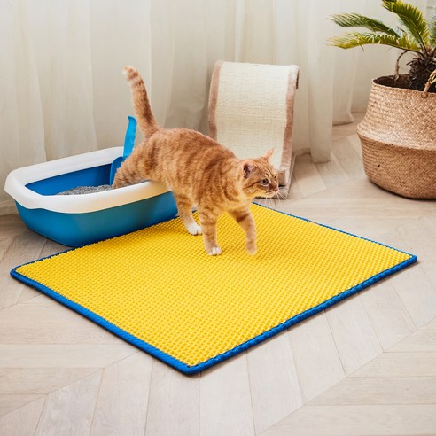 페스룸 고양이 클린업 매트, 노랑 + 파랑 고양이 용품 페스룸 고양이 클린업 매트, 노랑 + 파랑 고양이 용품