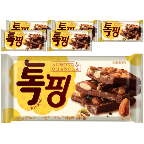 오리온 톡핑 아몬드 & 그래놀라, 43g, 6개