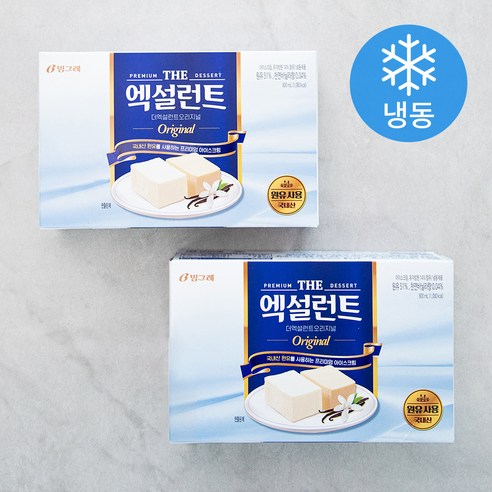 노브랜드 버터퍼지  빙그레 더엑설런트 오리지널 아이스크림 (냉동), 800ml, 2개
