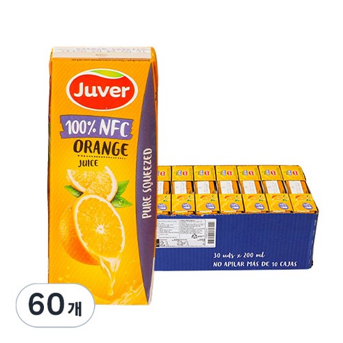 후버 100% 착즙 오렌지주스, 200ml, 60개