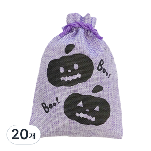 도나앤데코 할로윈 선물 포장 마주머니 Boo Boo 놀래키는 호박 13 x 18 cm, 20개, 퍼플