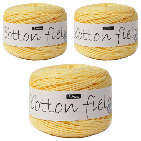 리네아 코튼 필드 뜨개실 80g, 337 베이비옐로우, 3개