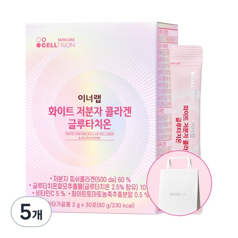 이너랩 화이트 저분자 콜라겐 글루타치온 + 쇼핑백, 60g, 5개