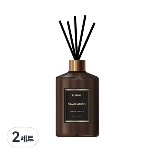 쿤달 퍼퓸 디퓨저 500ml + 섬유스틱 5p 세트, 플라워가든향, 2세트