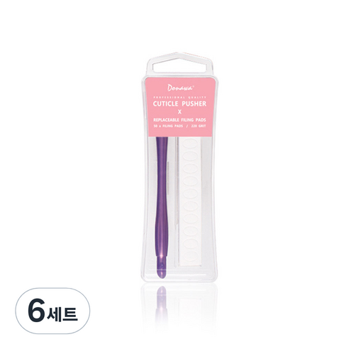 도나와 큐티클 젤 플라스틱 푸셔 220grit + 리필패드 50p + 케이스, 랜덤발송, 6세트