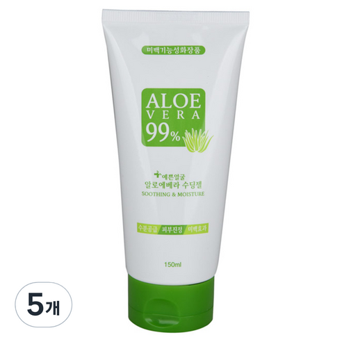 웰빙헬스팜 예쁜얼굴 알로에베라 튜브형 수딩젤, 150ml, 5개