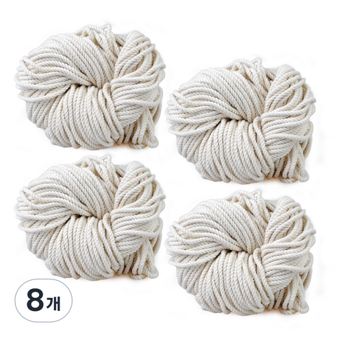 미소털실 뉴트럴 마크라메 실 60합 3mm x 4p, 무지, 8개