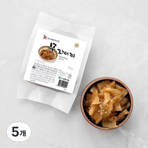 권기옥 명인 웃말 무 장아찌, 225g, 5개