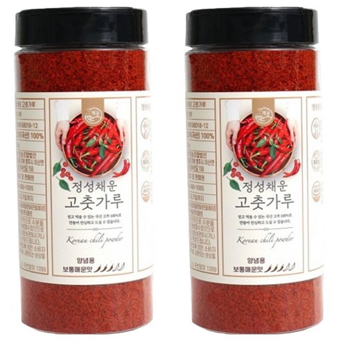 정성채운 국산 고춧가루 보통매운맛, 250g, 2개