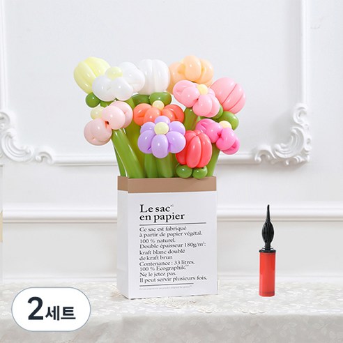 피앤비유니티 DIY꽃풍선선물 10p + 풍선펌프 + 종이봉투 세트, 07 데이지 + 튤립, 2세트