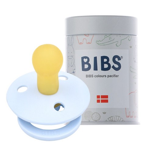 BIBS 데니쉬 공갈 젖꼭지 + 하드케이스, 1단계(0~6개월), 베이비블루