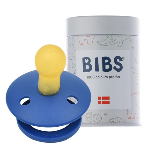 BIBS 데니쉬 공갈 젖꼭지 + 하드케이스, 1단계(0~6개월), 미드나잇
