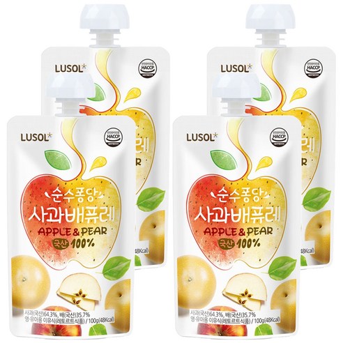 루솔 순수퐁당 퓨레 혼합맛(사과/배) × 100g × 4개, 혼합맛(사과/배) × 100g × 4개 섬네일
