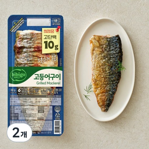 비비고 고단백 고등어구이, 60g, 2개