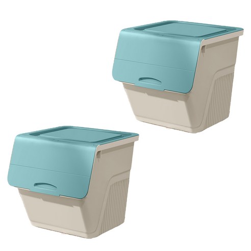 뚜껑형 리빙박스 XL 55L, 그린 화이트, 2개