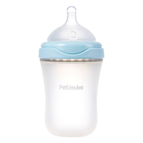 쁘띠누베 국내 제조 실리콘젖병 260ml, 2단계(4~6개월), 블루, 1개
