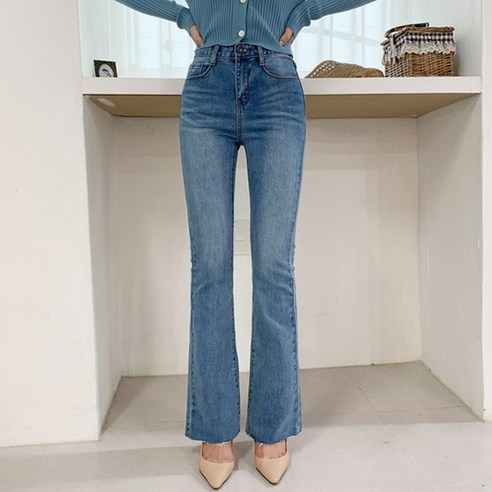 오키진 여성용 차차 롱 부츠컷 기모 청바지