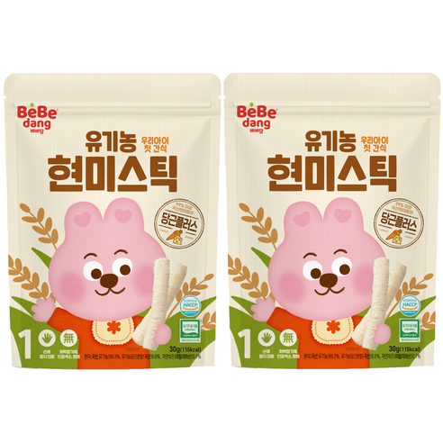 베베당 유기농 현미스틱 당근플러스, 고소한맛, 2개, 30g