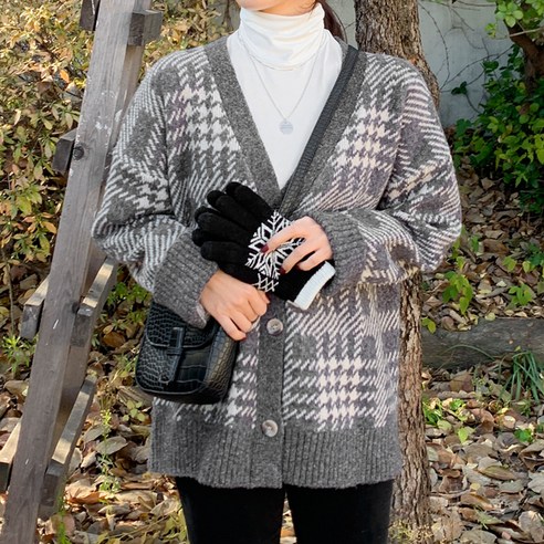 아모르데이 여성용 랑데 체크 가디건