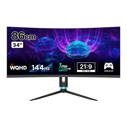 주연테크 WQHD 리오나인 커브드 게이밍 모니터, 86cm, X34QC-65W(일반)