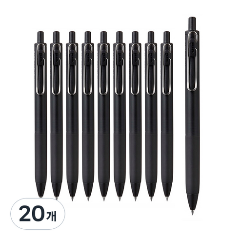 유니볼원 중성 잉크펜 0.38mm, 블랙배럴, 20개