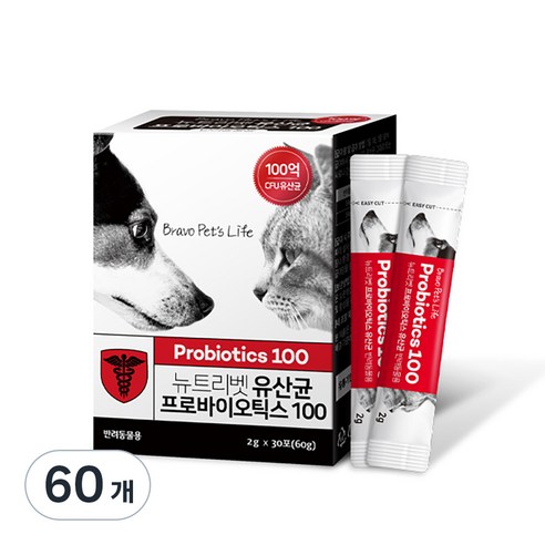   뉴트리벳 프로바이오틱스 반려동물 영양제 2g, 유산균치즈, 60개, 장 영양제