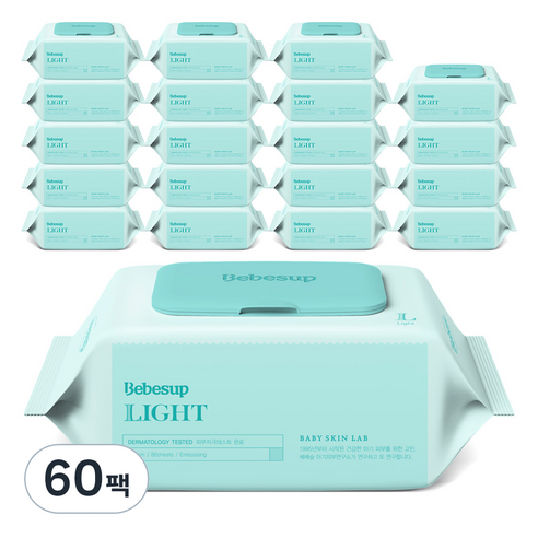 베베숲 라이트 아기물티슈 캡형 50gsm, 50g, 80개입, 60개