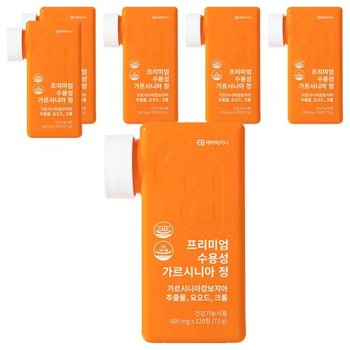 에버비키니 프리미엄 수용성 가르시니아 정 다이어트 보조제 72g, 120정, 6개