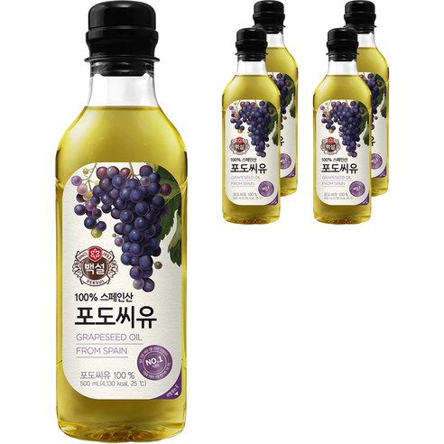 백설 포도씨유, 500ml, 5개