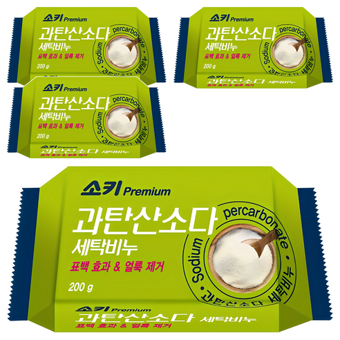 소키 프리미엄 과탄산소다 세탁비누, 200g, 4개