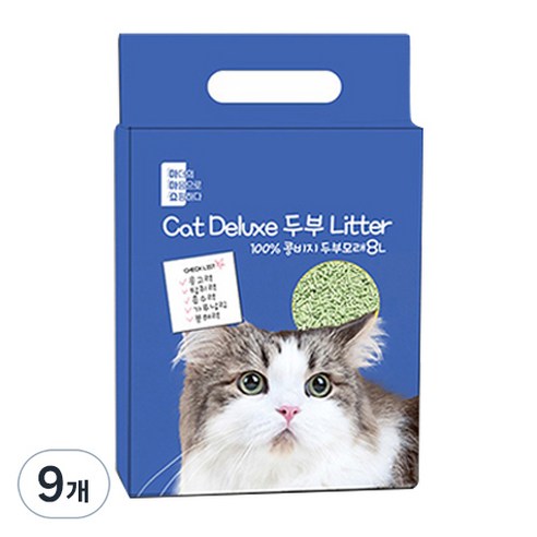 마마쇼 디럭스 가는입자 두부모래 3kg, 8L, 9개, 녹차향