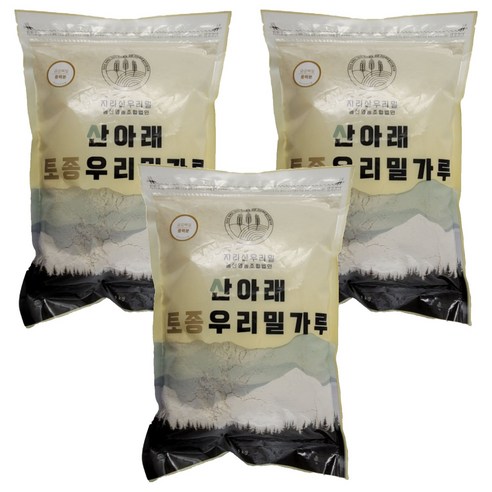 산아래토종우리밀가루 금강밀 백밀가루 중력분, 1kg, 3개