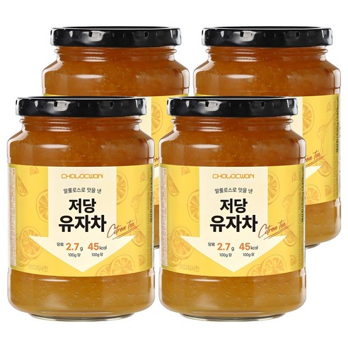 초록원 알룰로스 저당 유자차, 530g, 4개, 1개입
