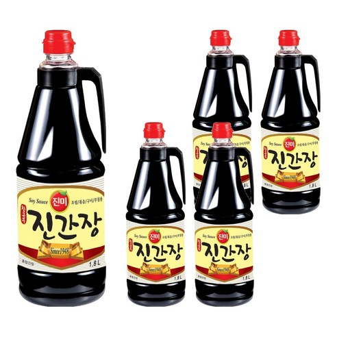 진미 참그루 진간장, 5개, 1.8L