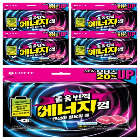 롯데웰푸드 졸음번쩍 에너지껌 리필, 5개, 105g