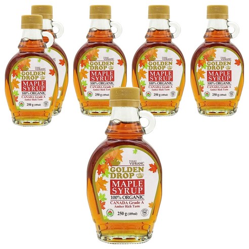 골든드롭 100% 유기농 메이플 시럽 캐나다 A등급 앰버리치, 189ml, 6개